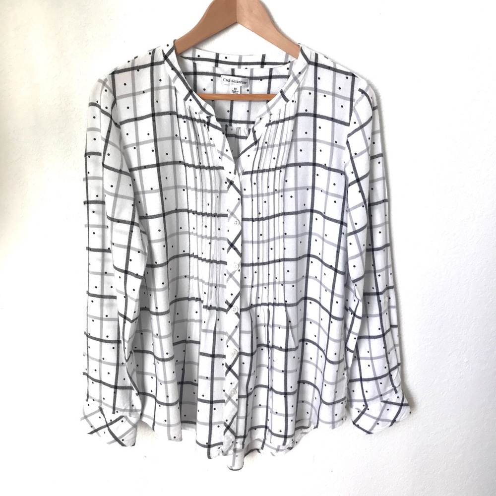 Croft & Barrow | Polka dot & plaid pintuck blouse